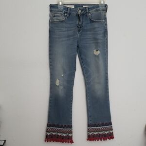 Pilro And The Letterpress Embroidered Hem Jeans Sz 26